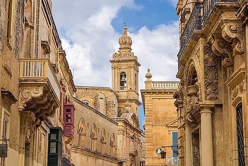 Malta, Mdina. Bell tower of the Carmelite Priory. Art Print